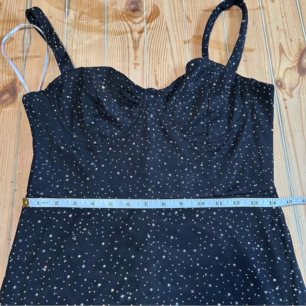 NWT Lulus A-Lister Black Rhinestone Bustier Maxi Dress - Picture 8 of 11